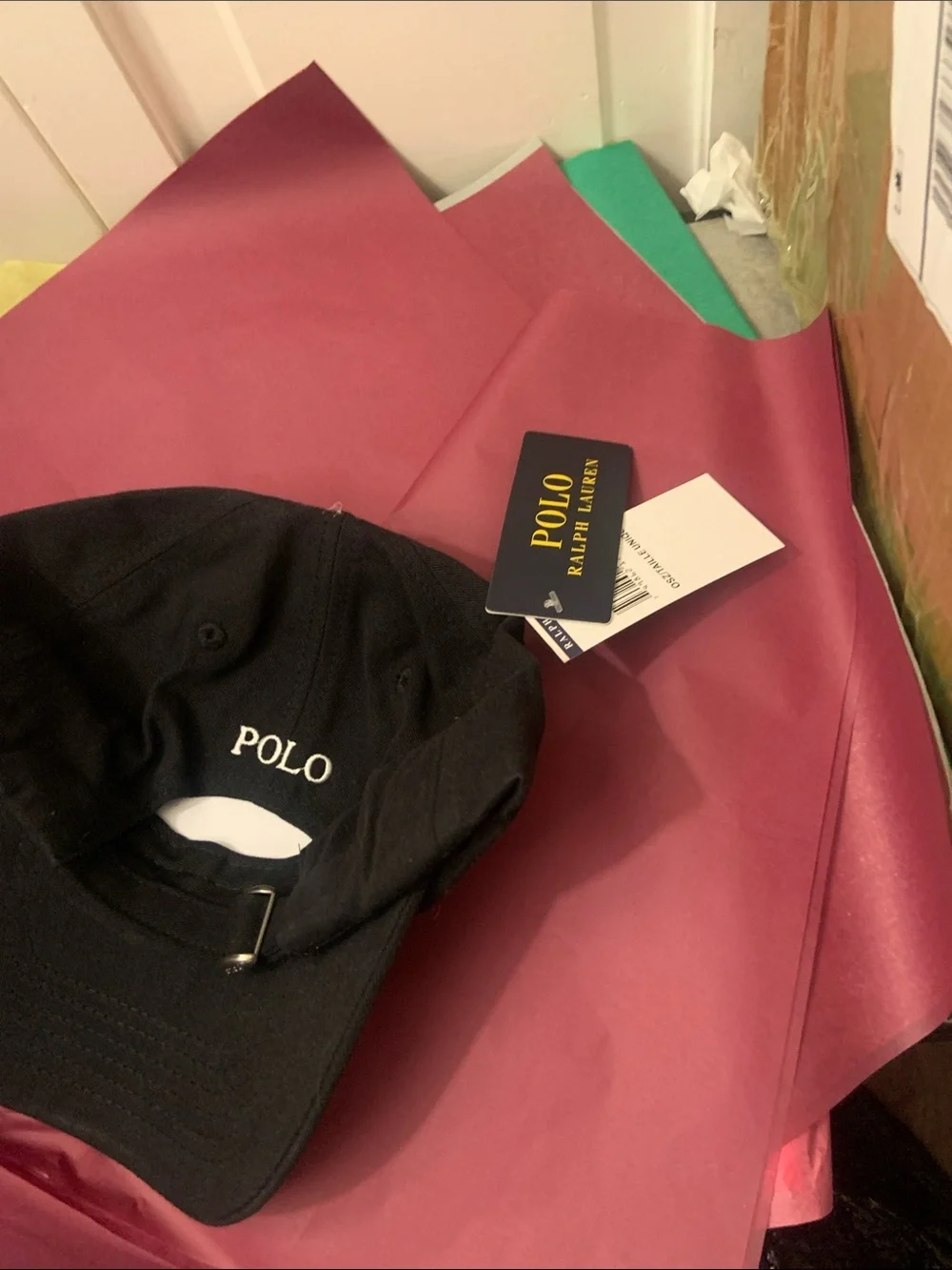 Polo by Ralph Lauren Black Baseball Cap with White Pony Logo